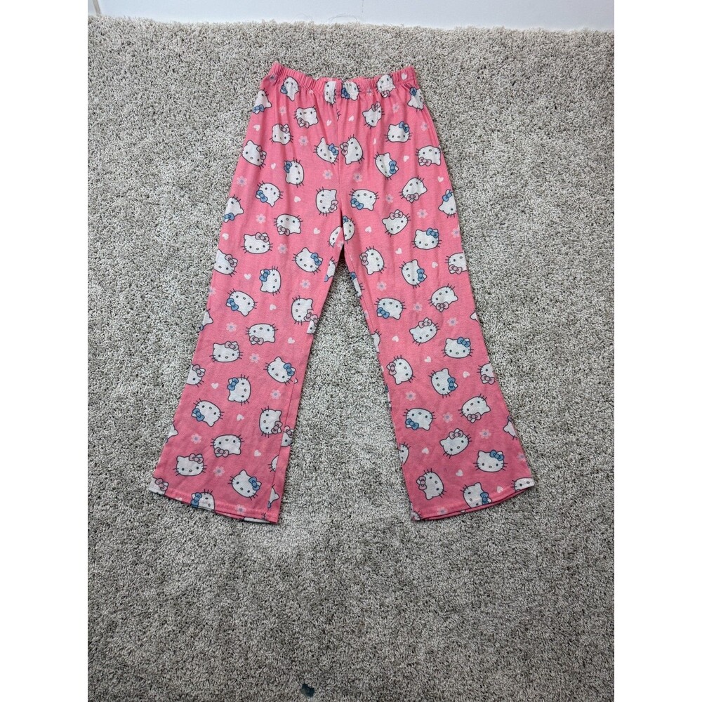 Hello Kitty Sanrio Girls Pajama Pants Size L 10/12 Pink All Over Print Lounge